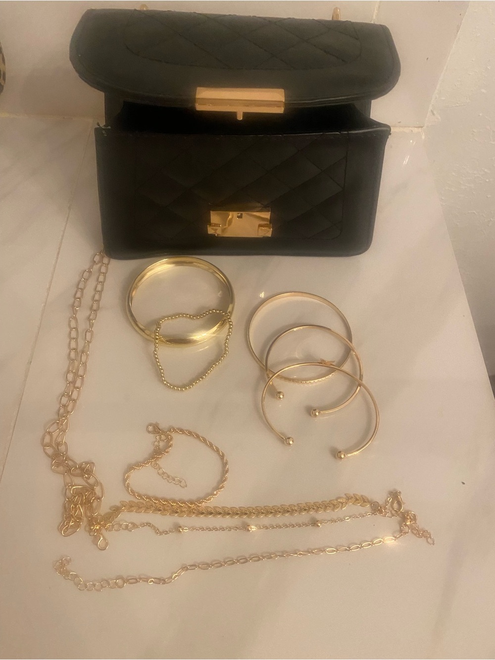 Crossbody Bag and Gold bracelet bundle